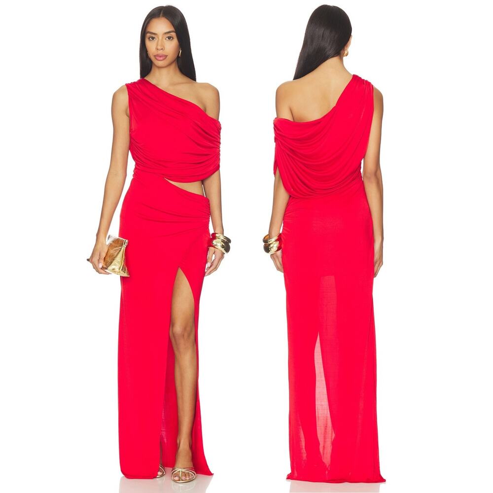 Mother of All Mina Maxi Dress One Shoulder Cutout Formal Evening Cocktail Gala M